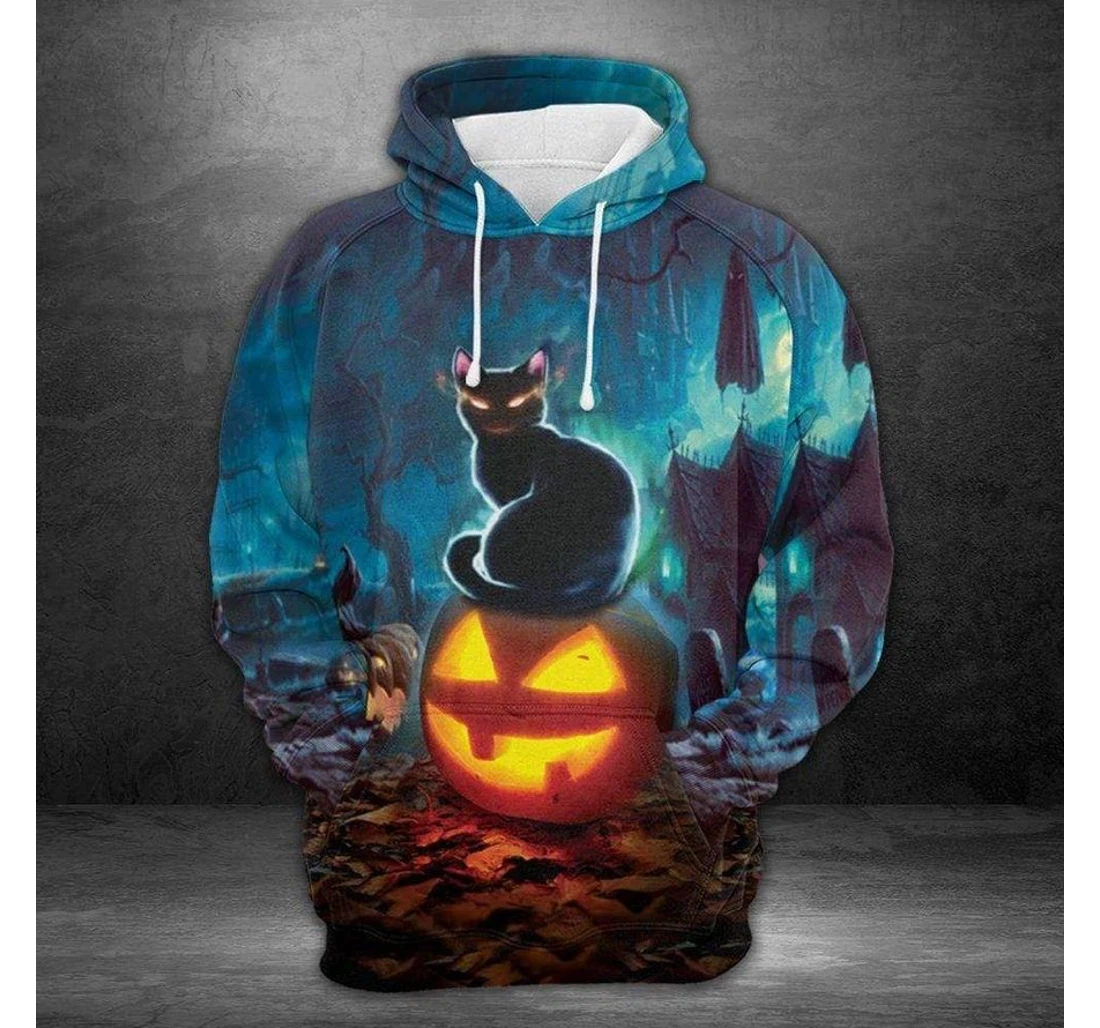 Halloween Scary Cat Evil Pumkin Healthy Fabric Polyester - 3D Printed Pullover Hoodie