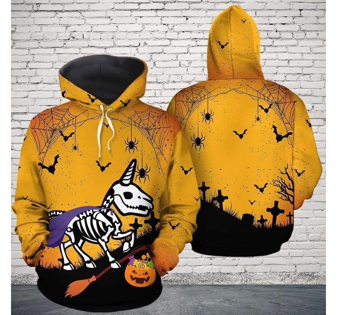 Halloween Skeleton Witch Unicorn Healthy Fabric Polyester - 3D Printed Pullover Hoodie