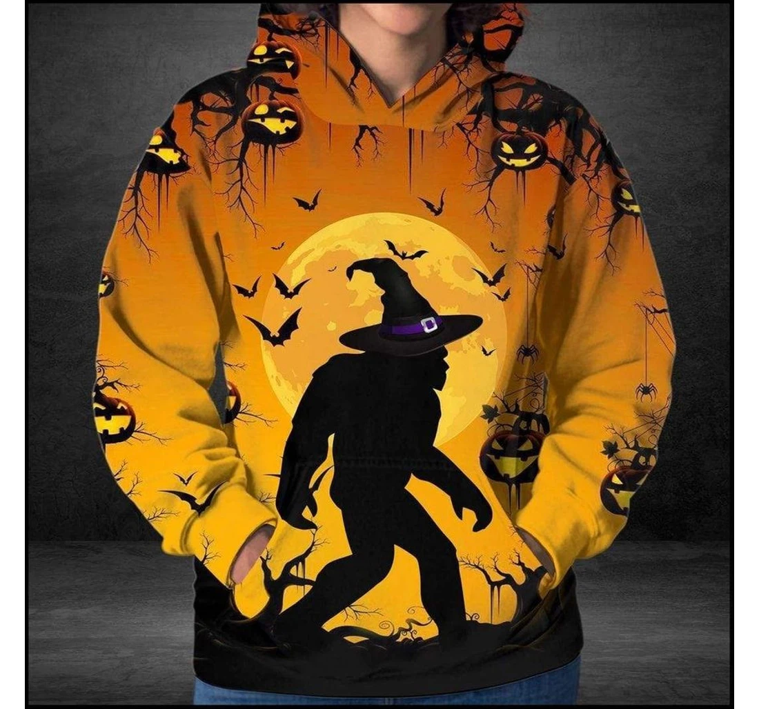 Halloween Bigfoot Walking Be A Witch Healthy Fabric Polyester - 3D Printed Pullover Hoodie