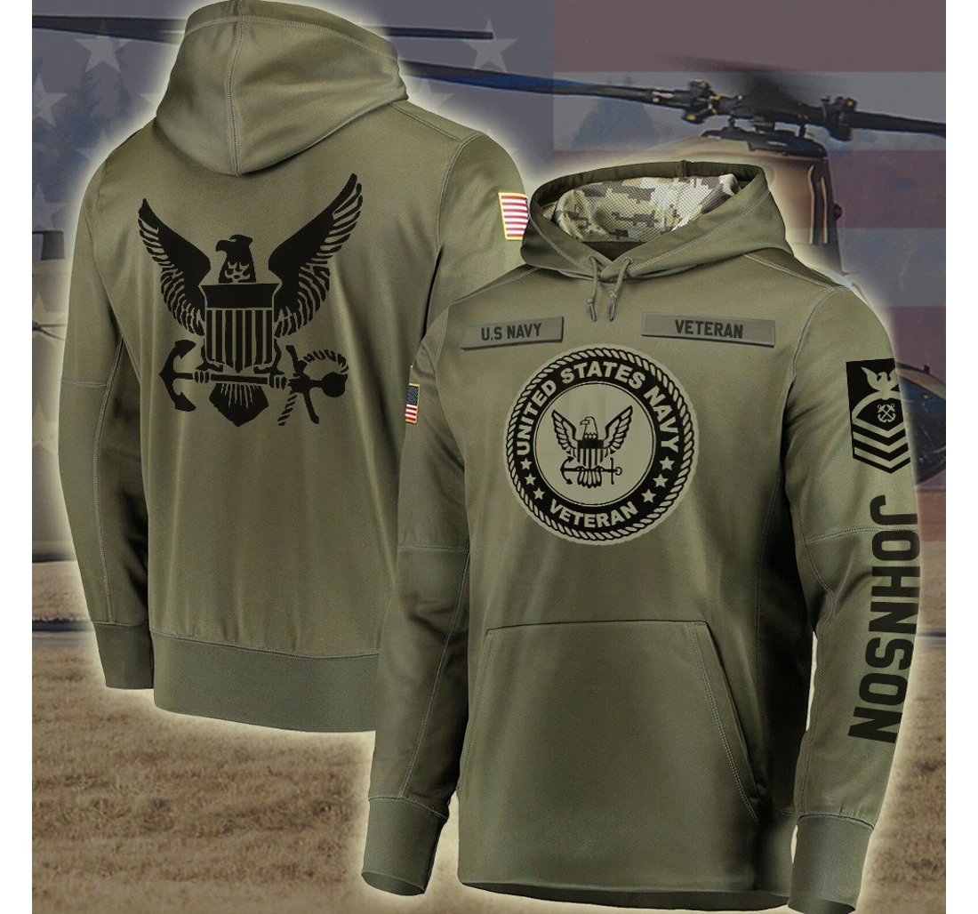 Personalized Custom Name Us Navy Veteran - 3D Printed Pullover Hoodie