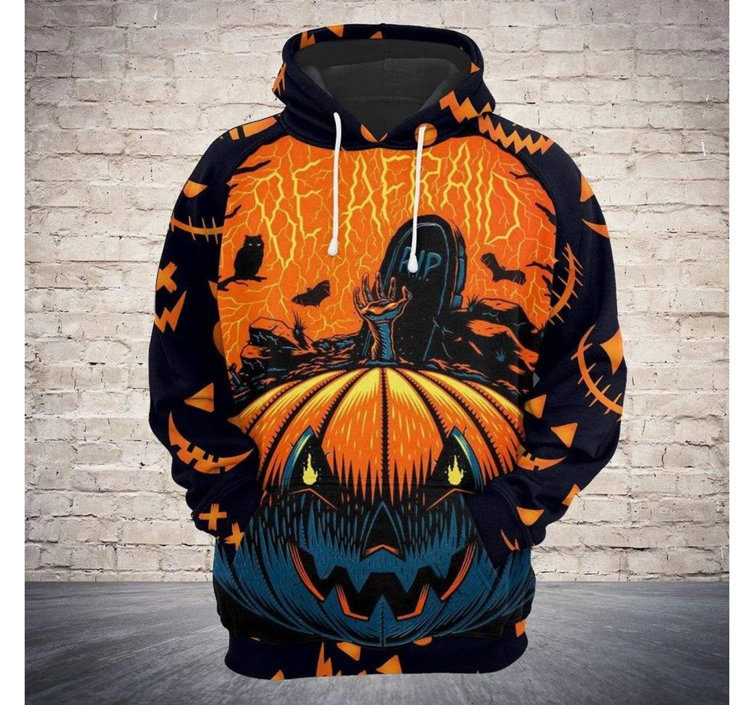 Halloween Be Afraid Of Evil Pumpkin Healthy Fabric Polyester - 3D Printed Pullover Hoodie