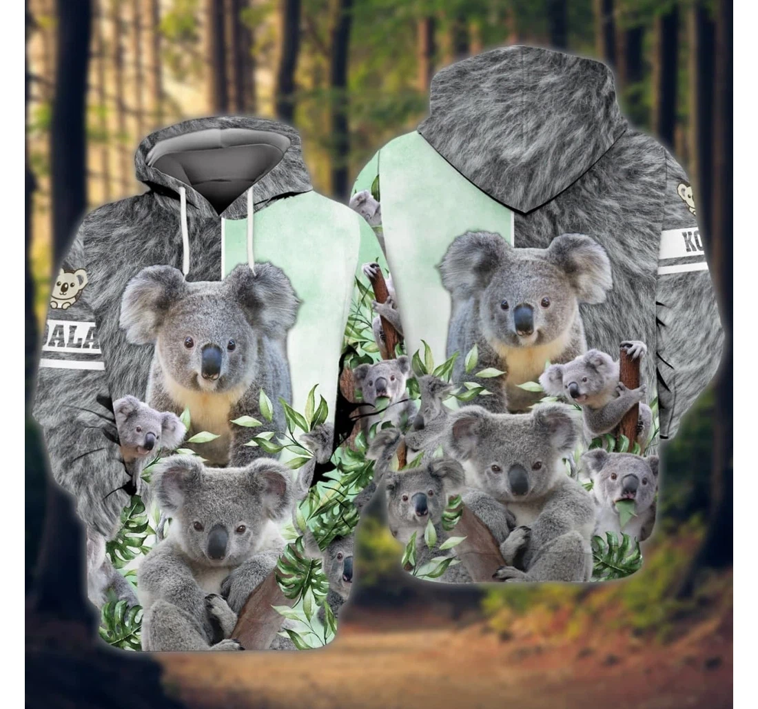 Koala Family On The Tree - 3D Printed Pullover Hoodie