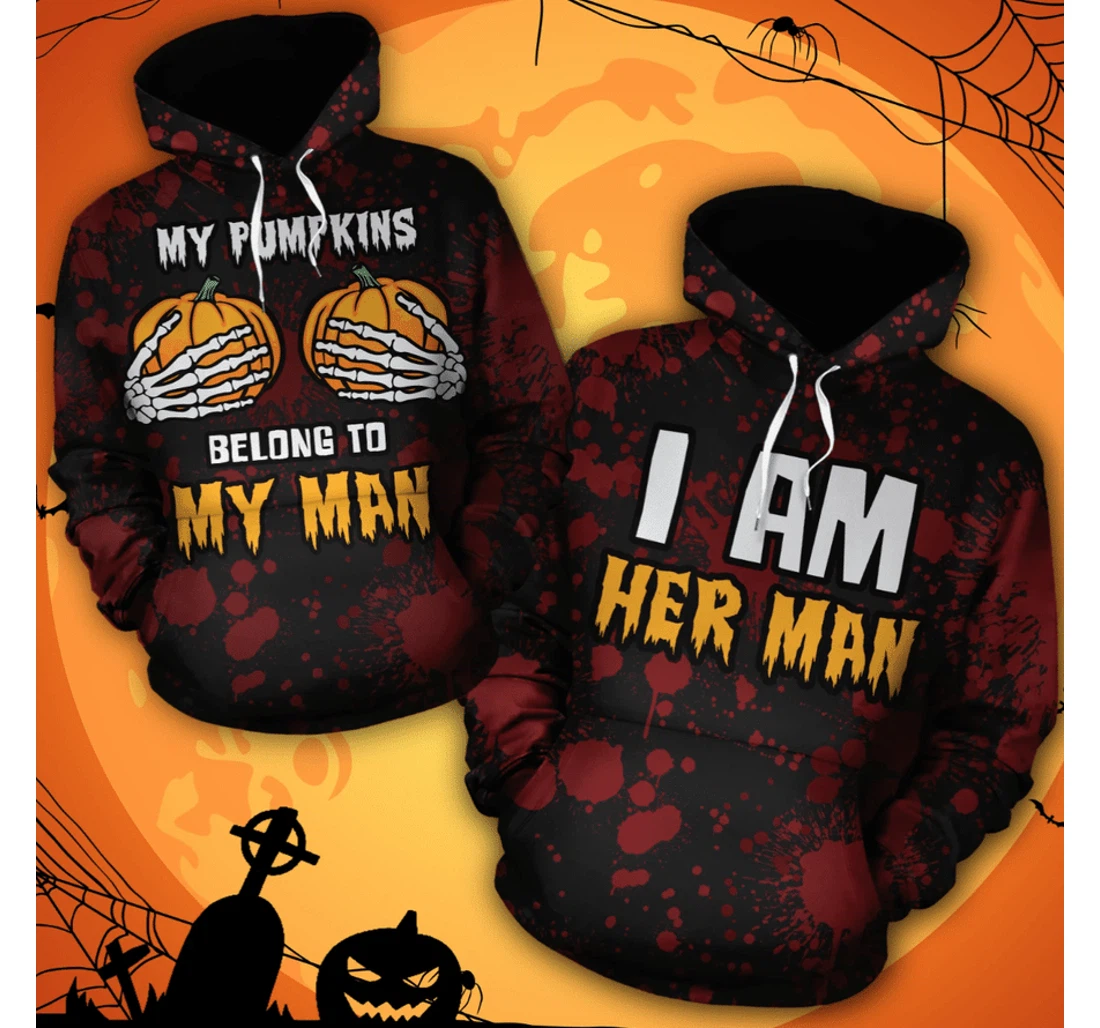 Halloween My Pumpkins Belongs To My Man Healthy Fabric Polyester - 3D Printed Pullover Hoodie