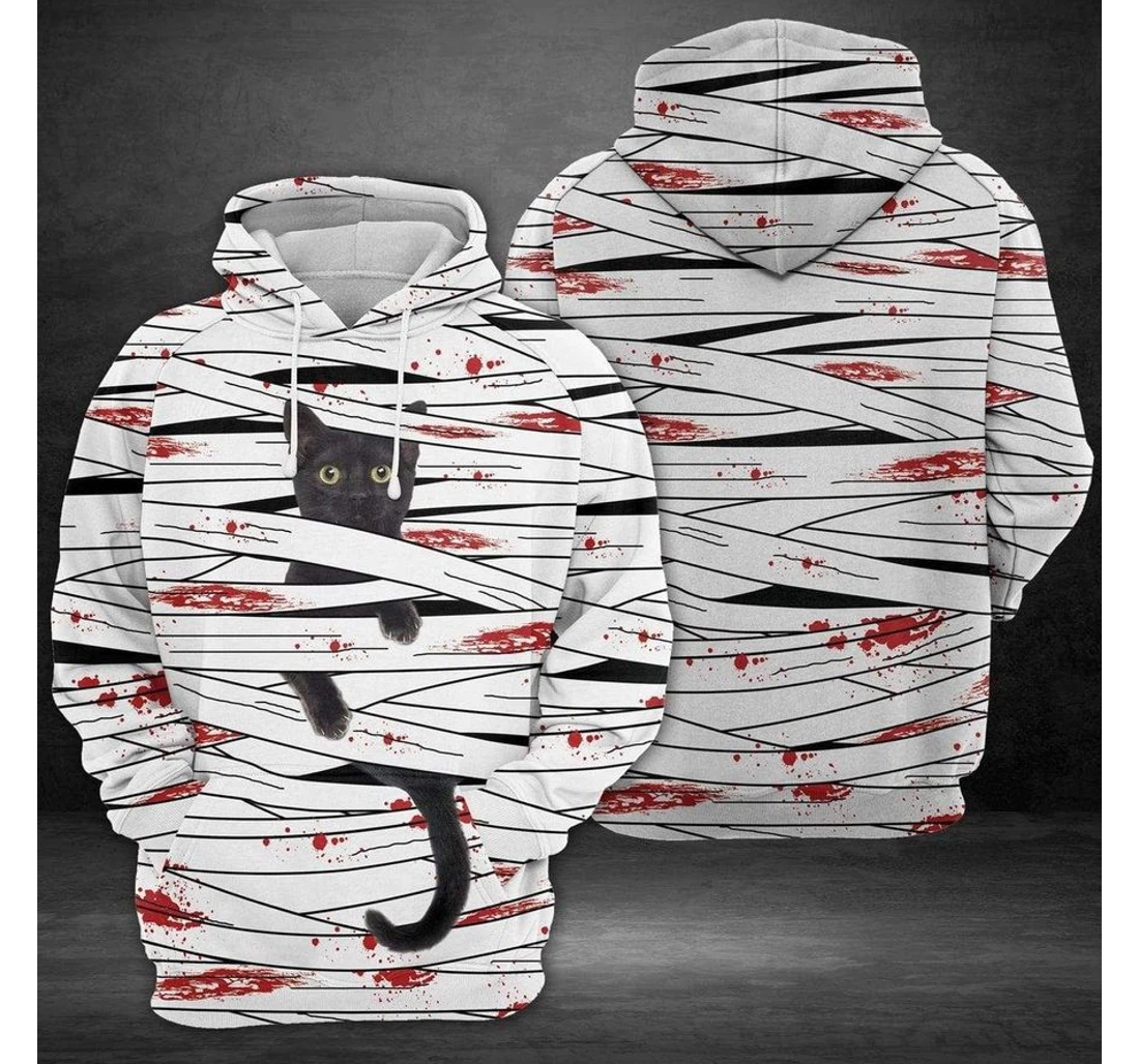 Halloween The Mummy Cat Healthy Fabric Polyester - 3D Printed Pullover Hoodie