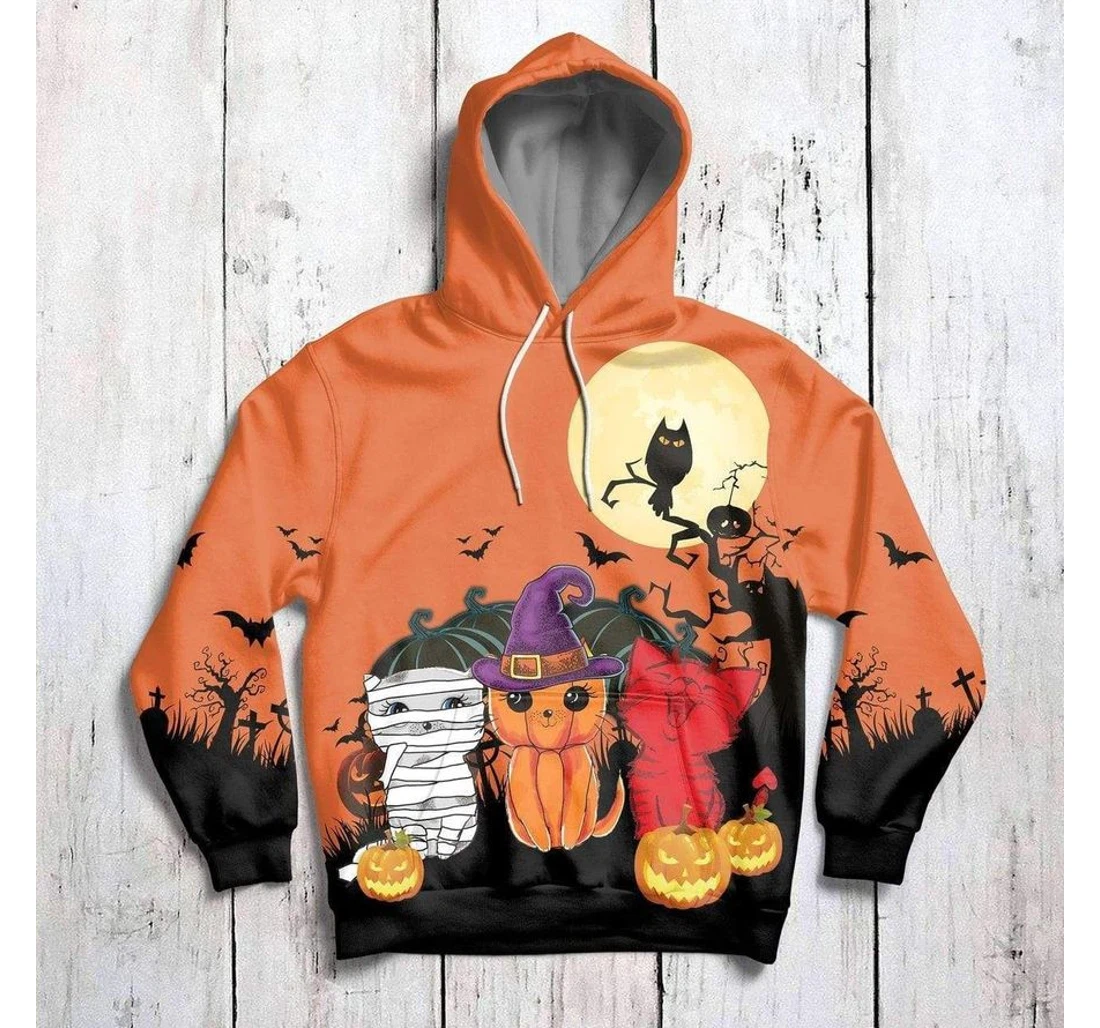 Halloween The Mummy Witch Kitten Healthy Fabric Polyester - 3D Printed Pullover Hoodie