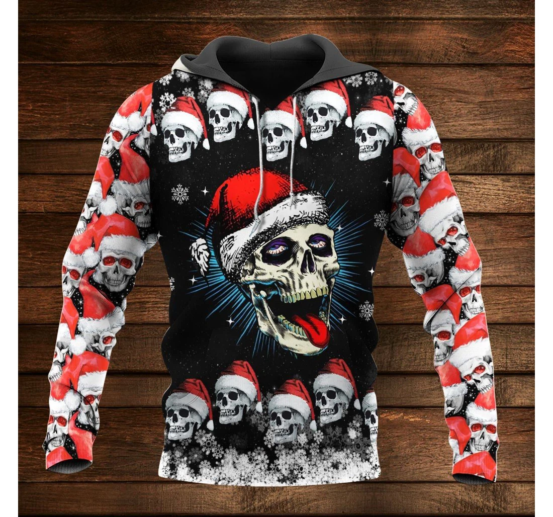 Christmas Skull Funny - 3D Printed Pullover Hoodie