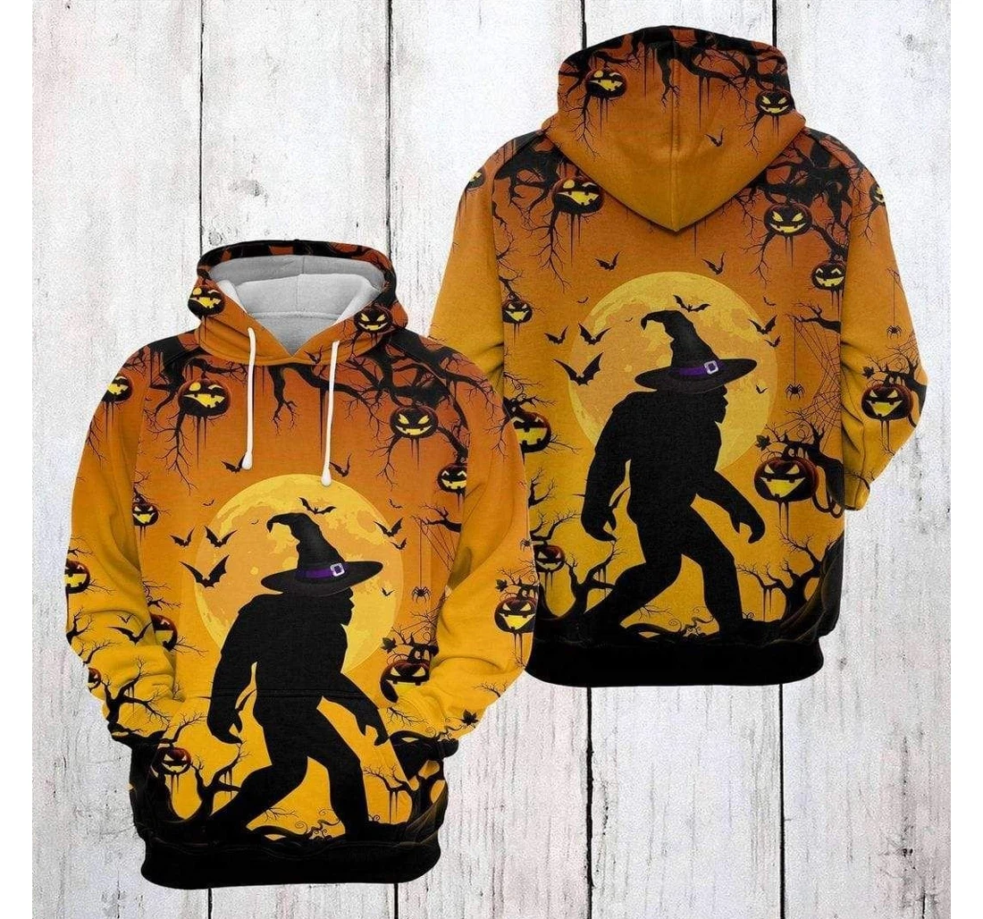 Bigfoot Walking Halloween Orange Healthy Fabric Polyester - 3D Printed Pullover Hoodie