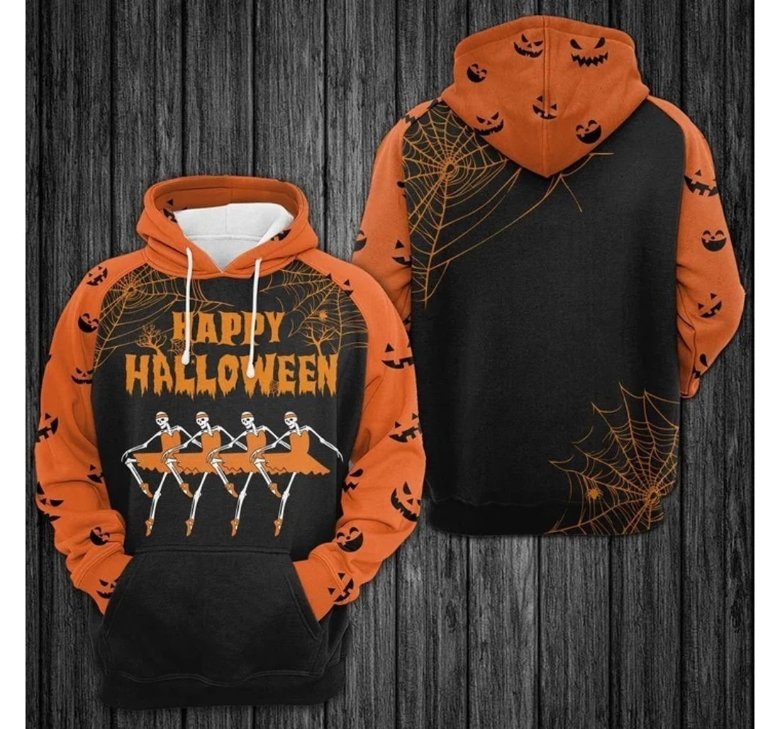 Ballet Skeleton Happy Halloween Halloween Holiday Orange Healthy Fabric Polyester - 3D Printed Pullover Hoodie