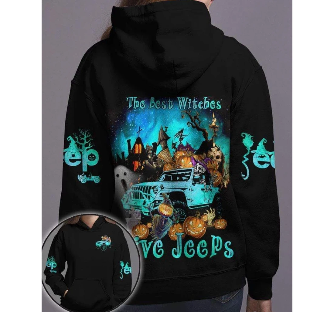 Blue Jeep Cemetery The Best Witches Drive Jeeps Halloween Healthy Fabric Polyester - 3D Printed Pullover Hoodie