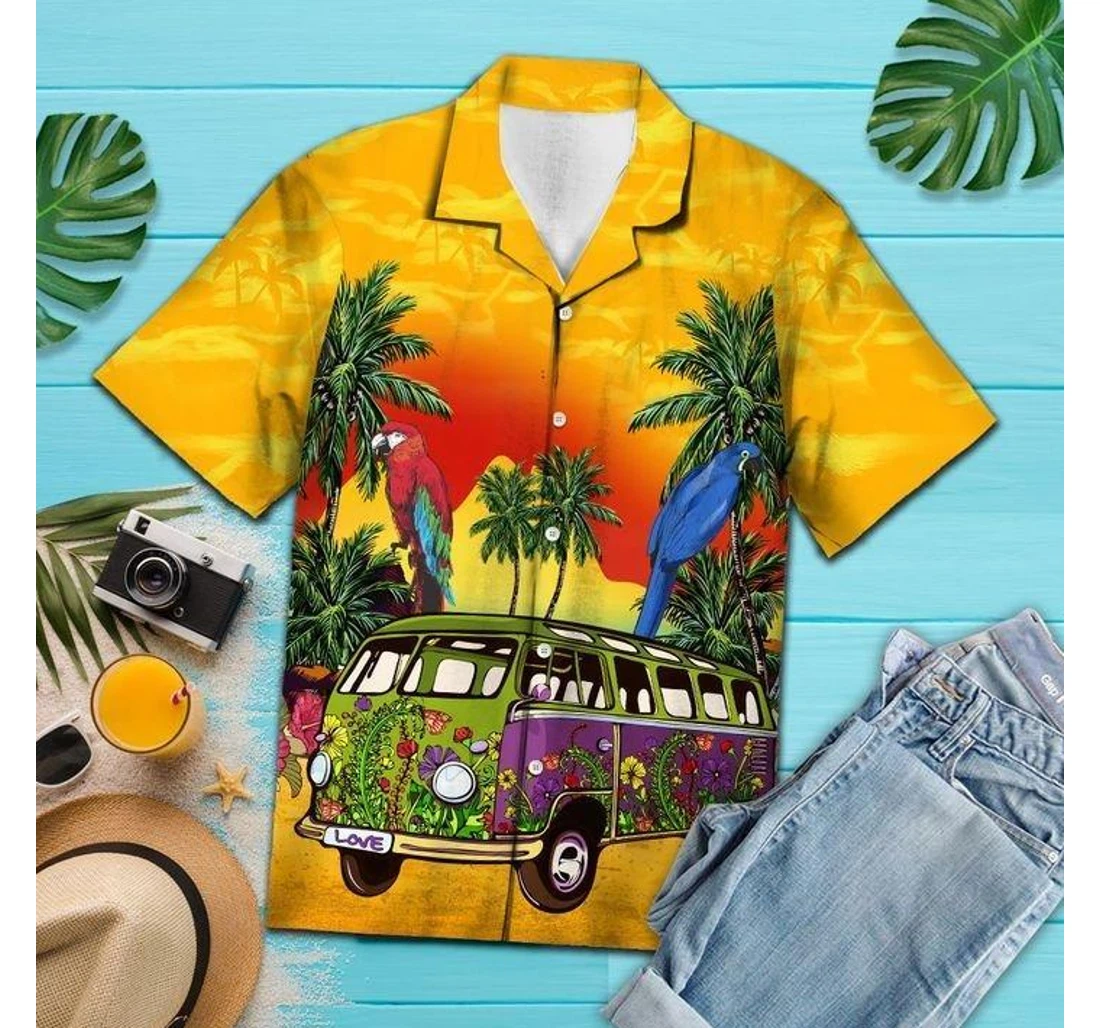 Personalized Vintage Hippie Bus Polyester - 3D Printed Pullover Hoodie