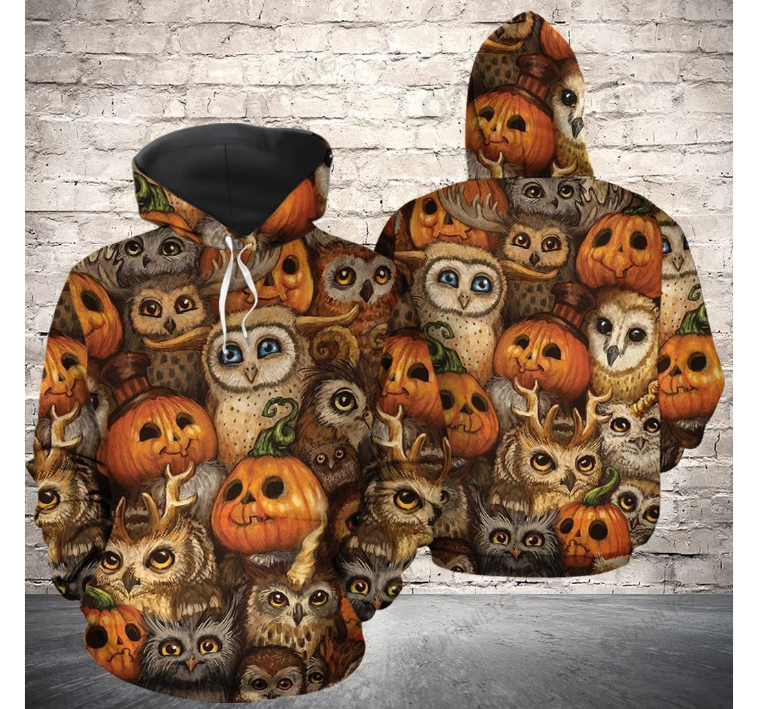 Owl Halloween G - 3D Printed Pullover Hoodie