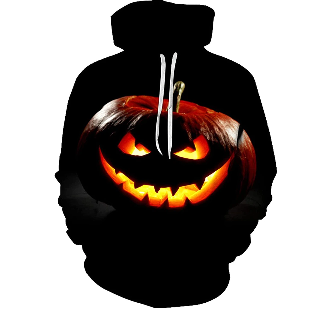 Halloween Mens Skull Pumpkin Drawstring - 3D Printed Pullover Hoodie