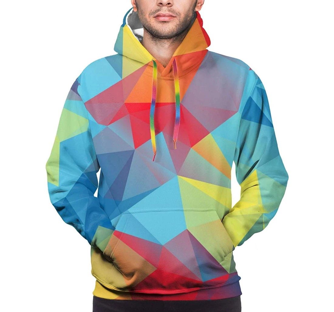 Triangle Colorful Cotton Graphics Fleece Pockets Christmas Halloween Men's - 3D Printed Pullover Hoodie