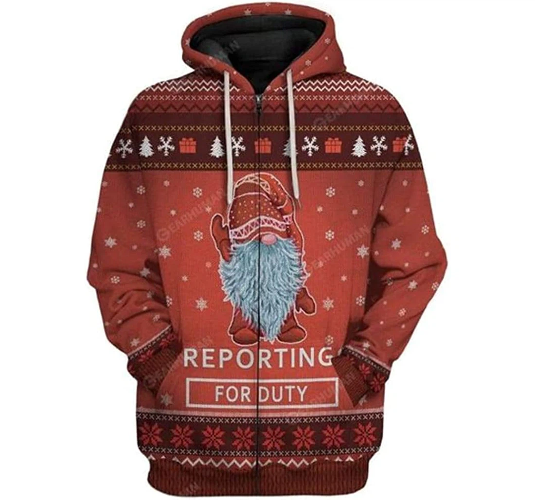 Ugly Christmas Reporting Duty Jacket Included White - 3D Printed Pullover Hoodie