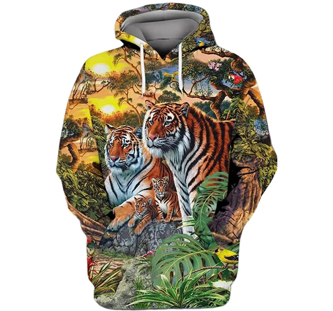 Tiger Family Wild Life Art 3d Gifts Friends Or Yourself - 3D Printed Pullover Hoodie