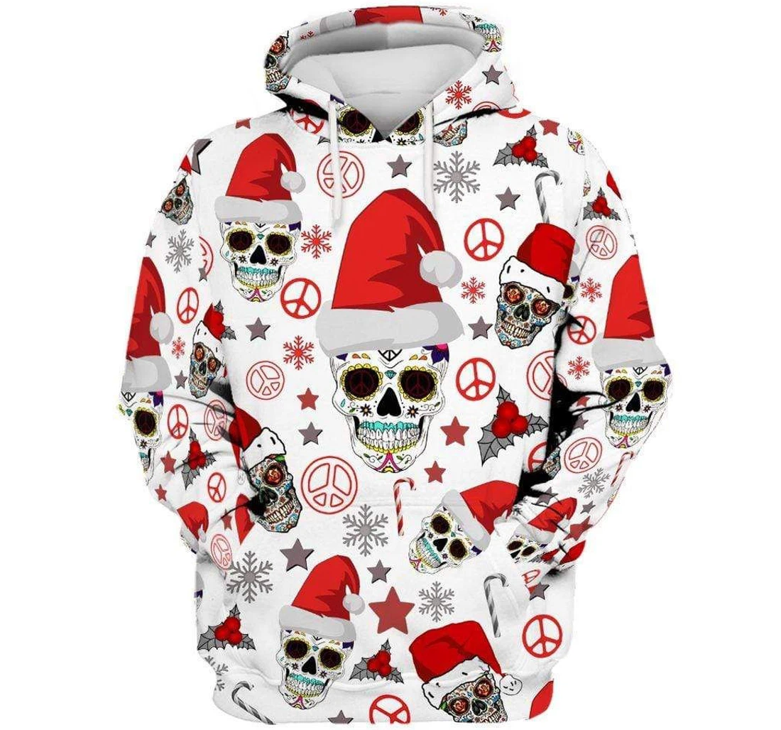 Sugar Skull Santa Christmas - 3D Printed Pullover Hoodie