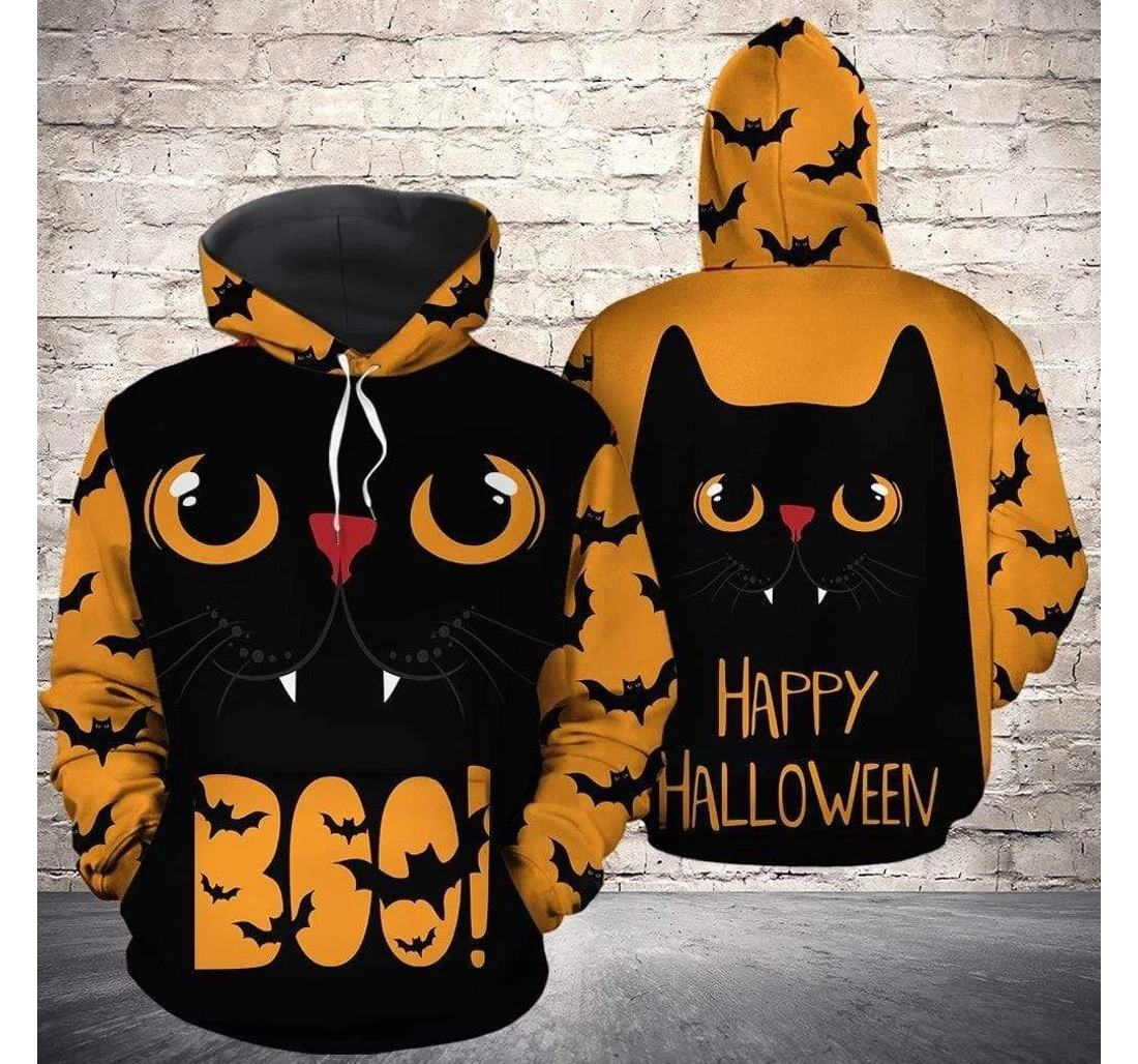 Happy Halloween Boo! Cat - 3D Printed Pullover Hoodie