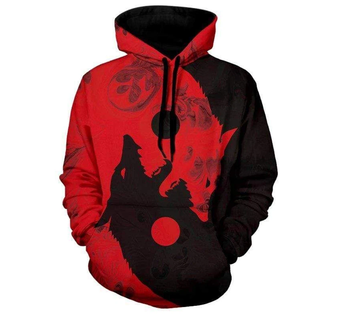 Halloween Ying Yang Wolf Blood - 3D Printed Pullover Hoodie