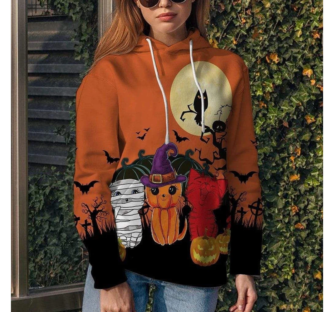 Halloween The Mummy Witch Kitten - 3D Printed Pullover Hoodie