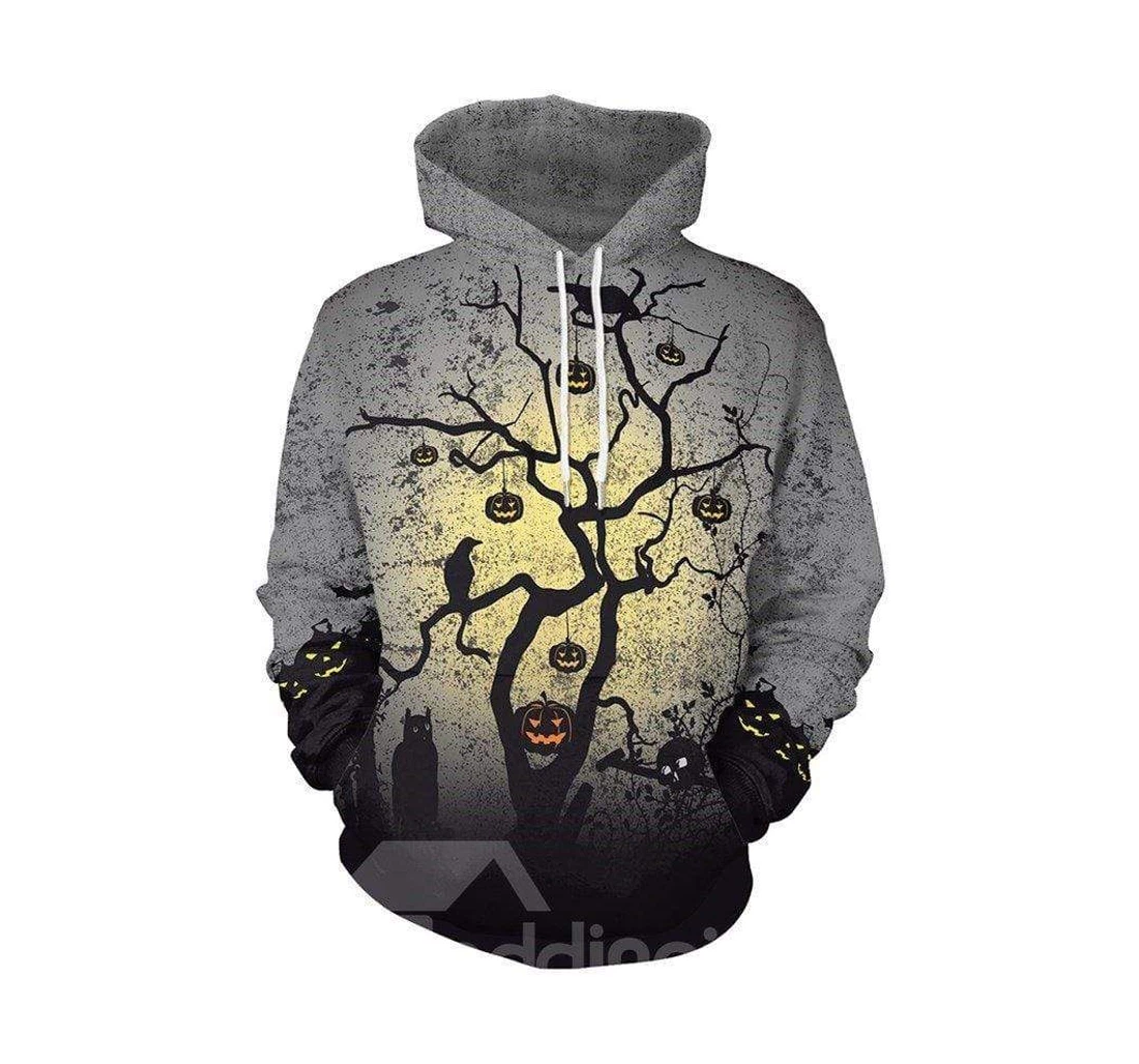 Halloween Evil Pumkin Grey - 3D Printed Pullover Hoodie