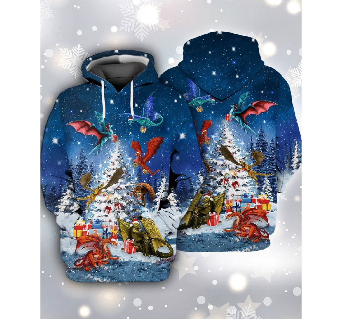 Happinest Family Dragons Christmas Hp - 3D Printed Pullover Hoodie