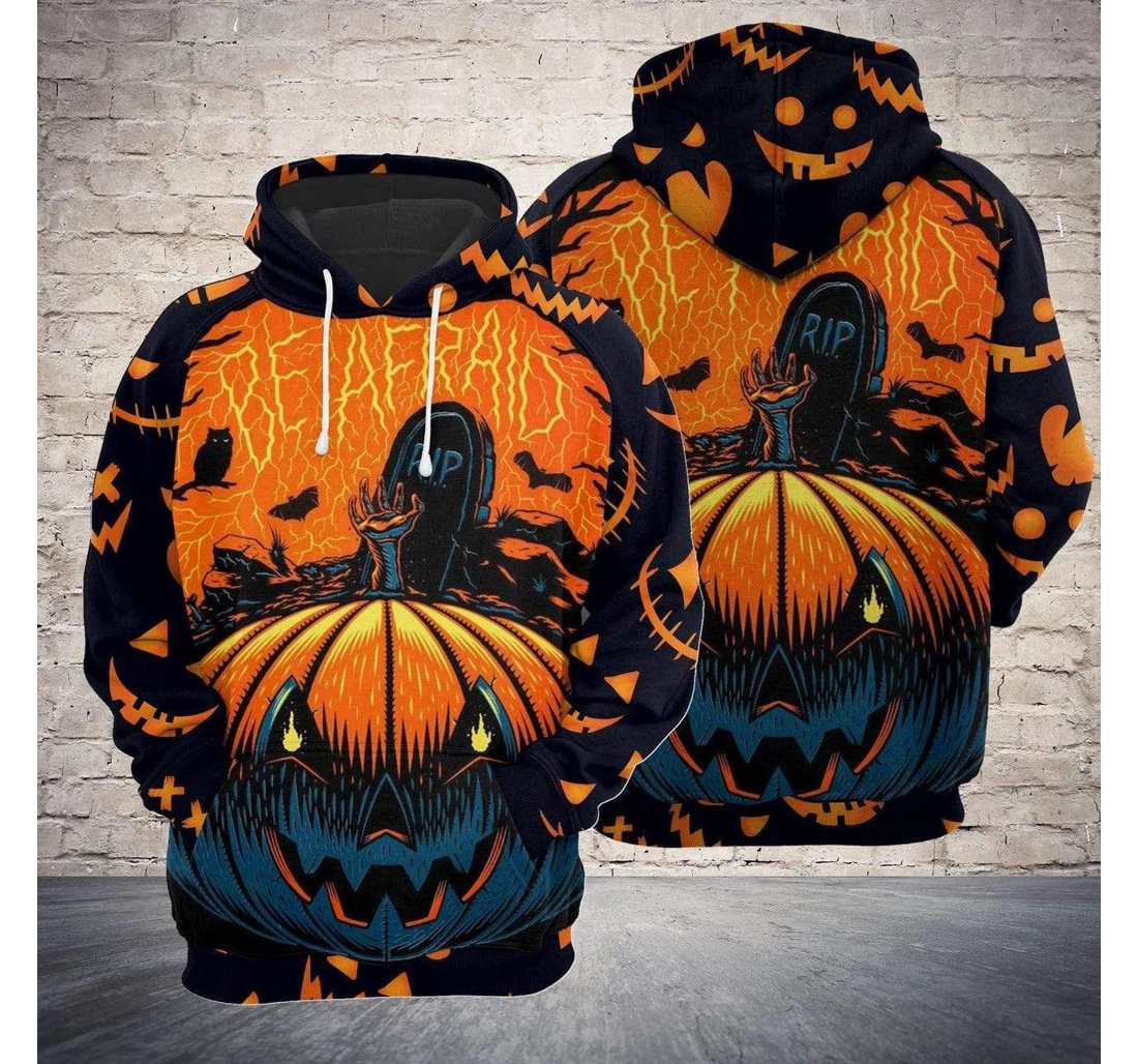 Halloween Be Afraid Of Evil Pumkin - 3D Printed Pullover Hoodie