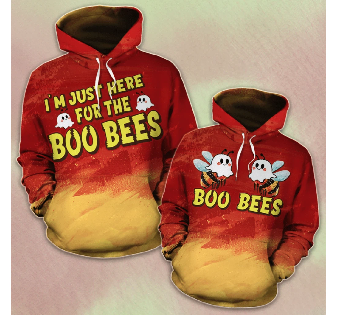 Halloween I'm Here The Boo Bees Couple - 3D Printed Pullover Hoodie