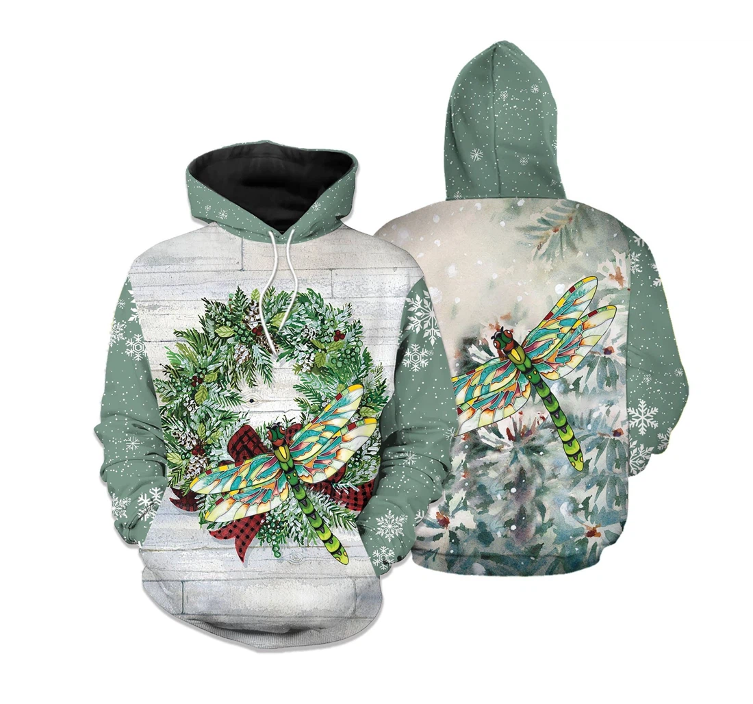 Dragonfly Christmas - 3D Printed Pullover Hoodie