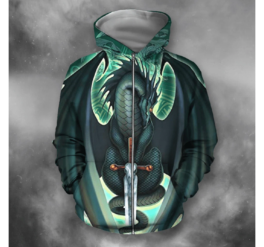 Personalized Dragon Green - 3D Printed Pullover Hoodie