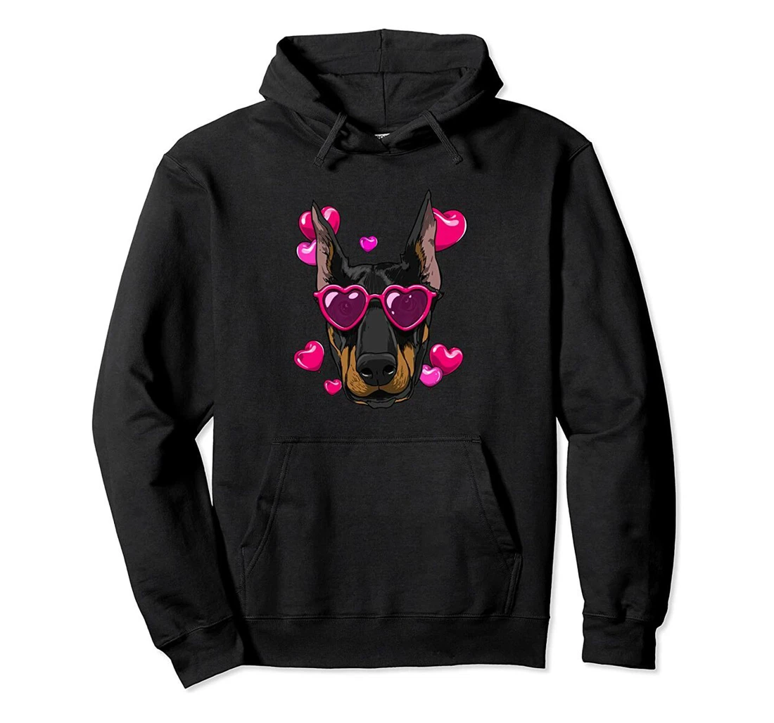 Personalized Dobermann Valentines Day Heart Dog Lover Gift - 3D Printed Pullover Hoodie