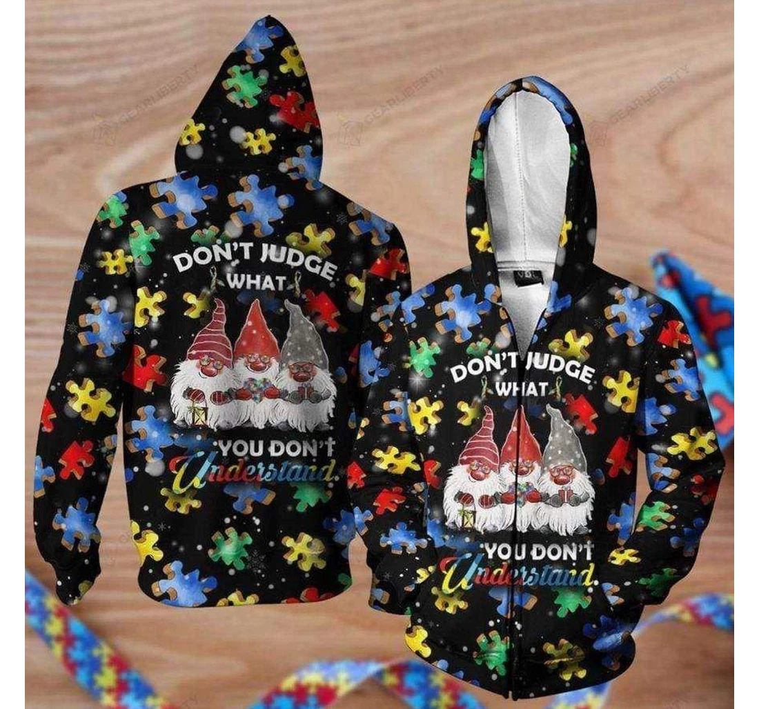 Don't Judge What You Don't Understand Autism Christmas - 3D Printed Pullover Hoodie