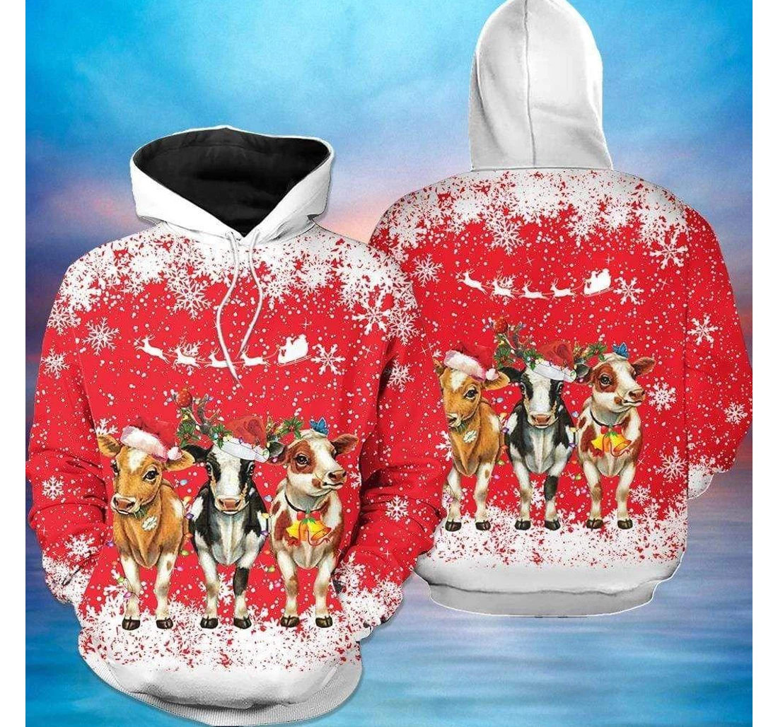 Cows Christmas - 3D Printed Pullover Hoodie