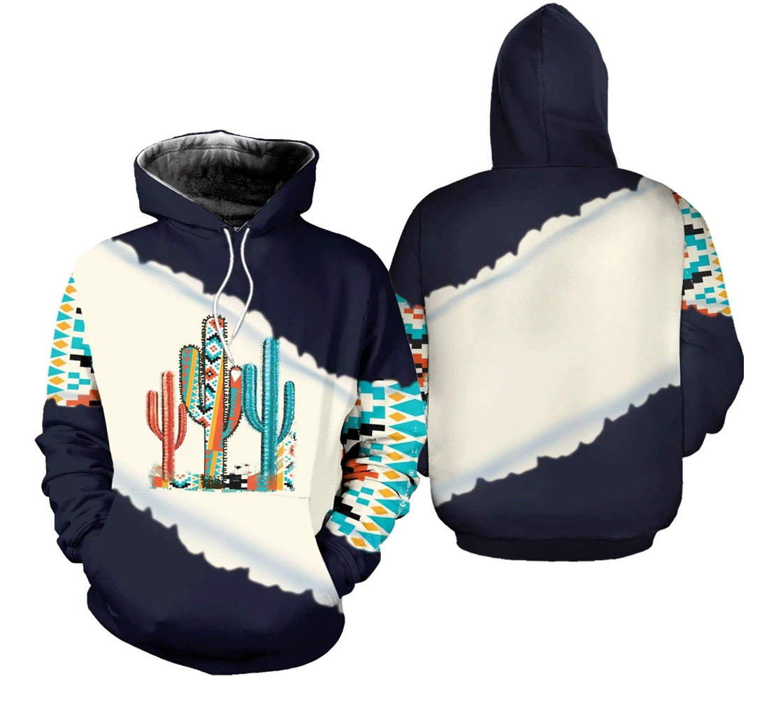 Colorful Cactus Lover Christmas Xmas Gifts - 3D Printed Pullover Hoodie