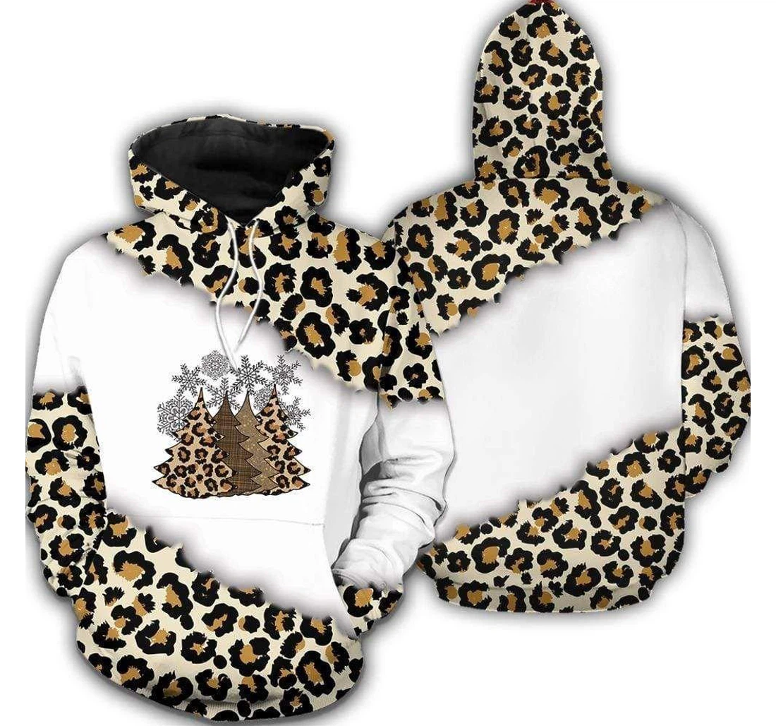 Christmas Tree Leopard Merry Bright Sweater - 3D Printed Pullover Hoodie