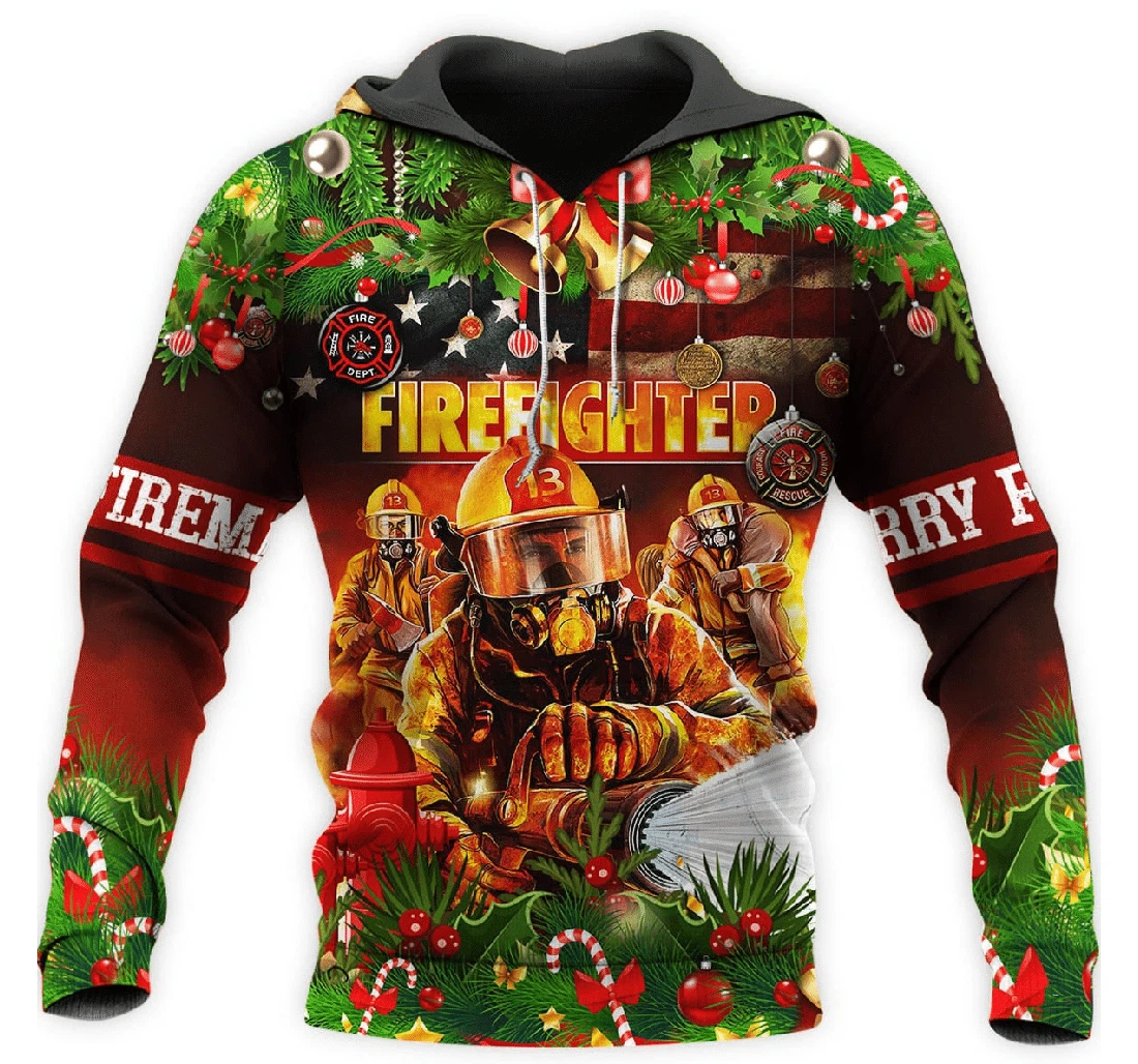 Christmas Firefighter Tv - 3D Printed Pullover Hoodie