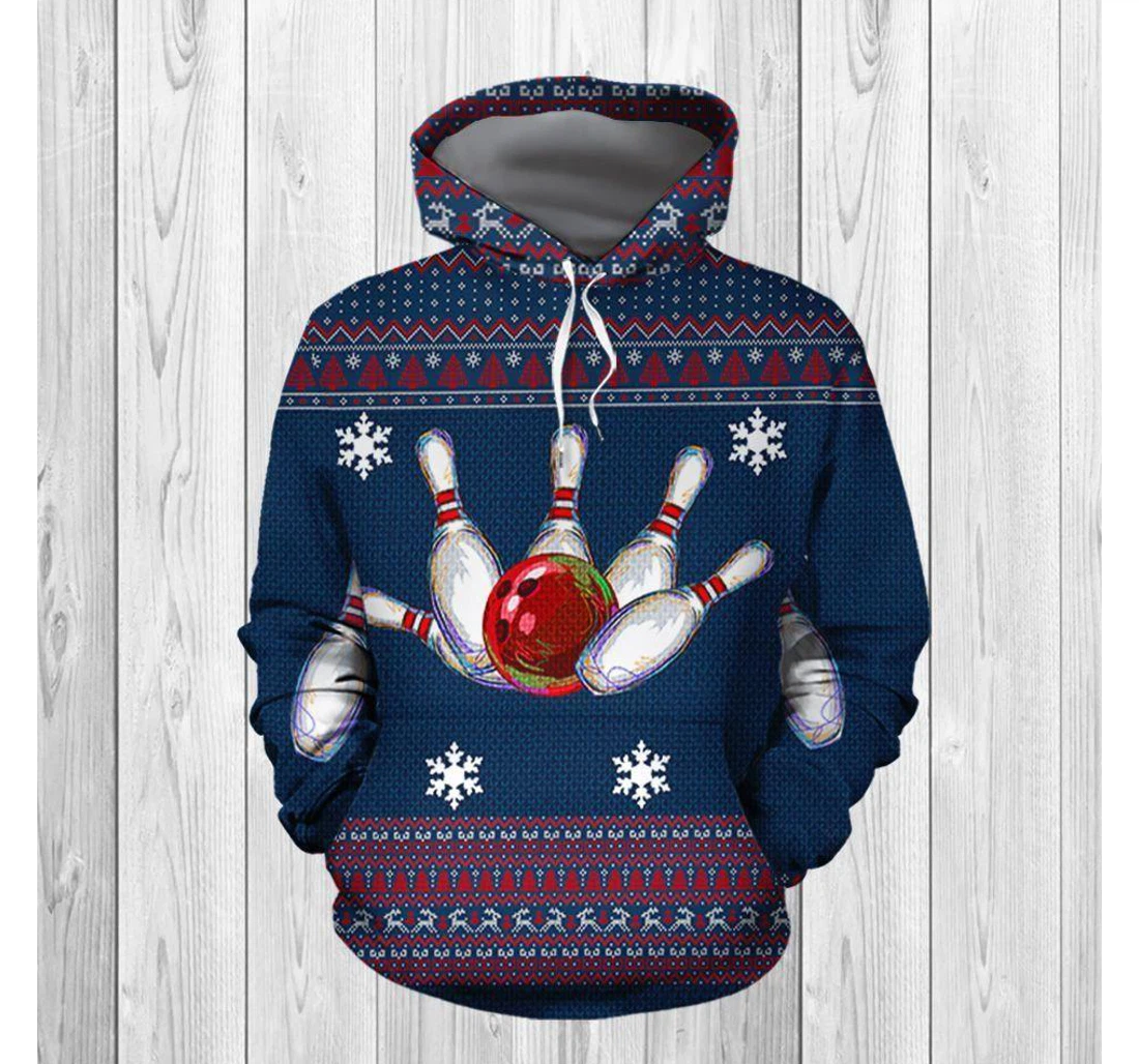 Bowling Christmas - 3D Printed Pullover Hoodie