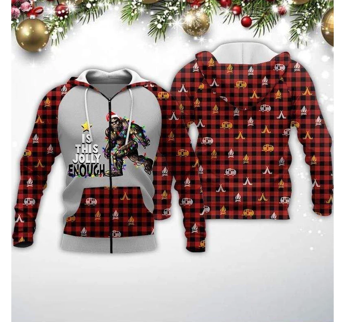 Bigfoot Is This Jolly Enough Christmas - 3D Printed Pullover Hoodie