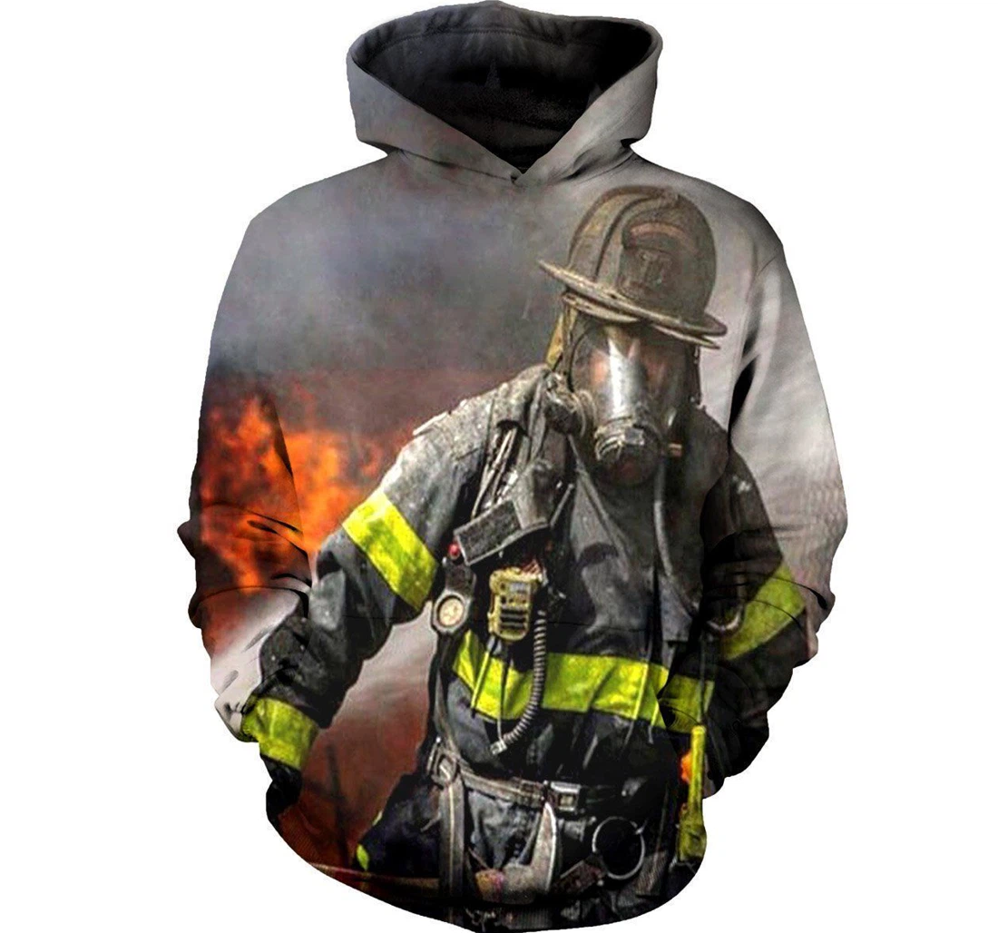 Personalized Fire Fighter Man Water Spray - 3D Printed Pullover Hoodie