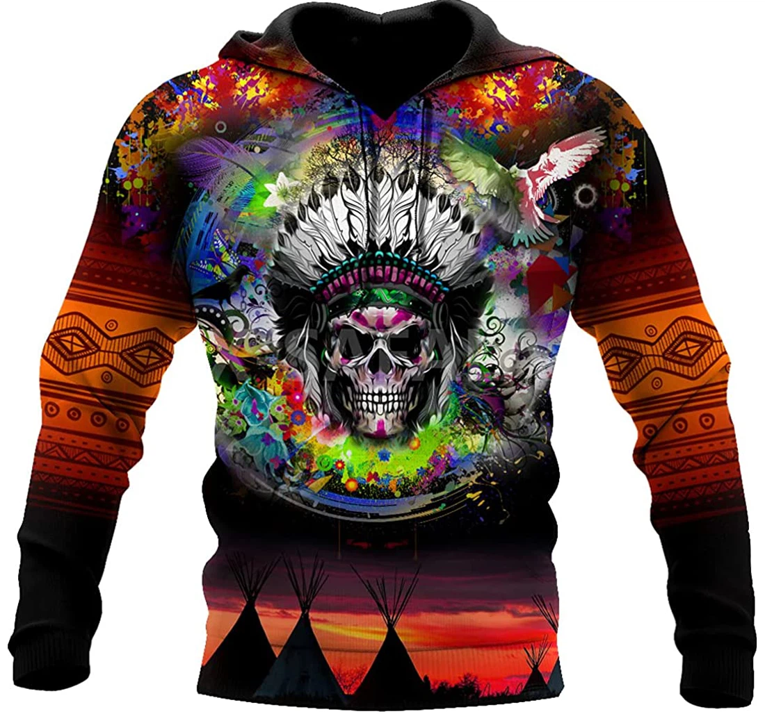 Love Skull Native Indian All Harajuku Outwear - 3D Printed Pullover Hoodie