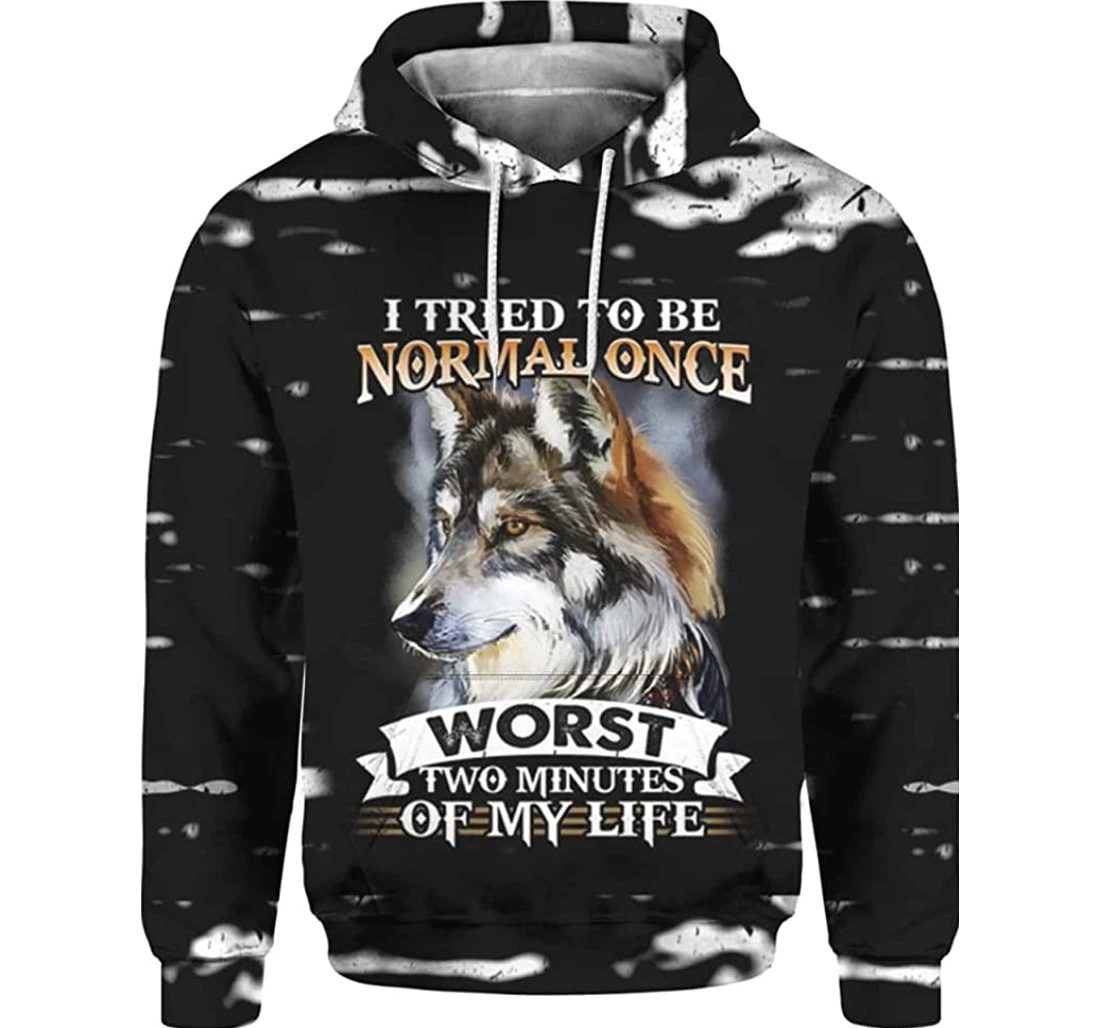 Wolf I Tried To Be Normal Once 3d Gifts Friends Or Yourself - 3D Printed Pullover Hoodie