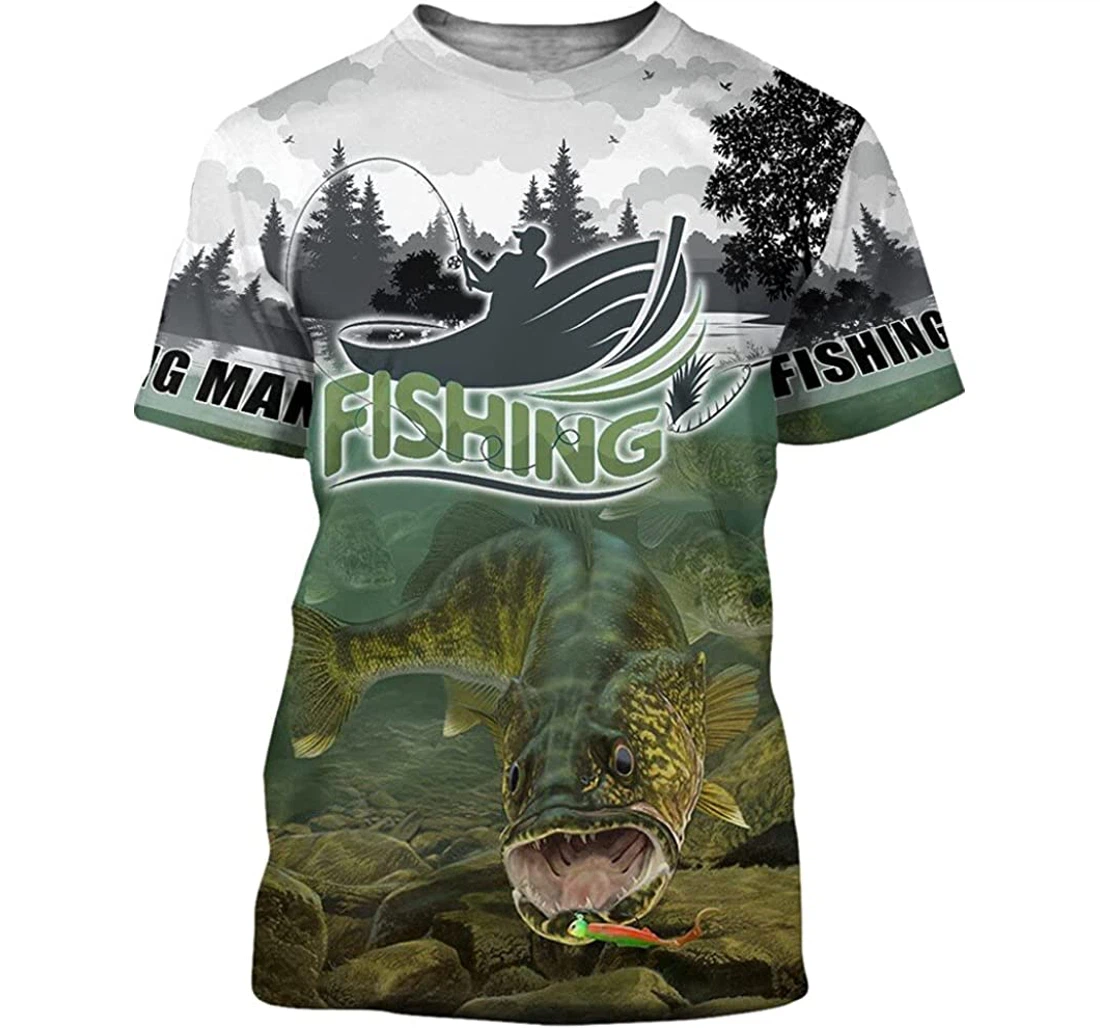 Beautiful Carp Fishing Harajuku Fashion Short Sleeve Summer Streetwear Sport Grey - 3D Printed T-shirt