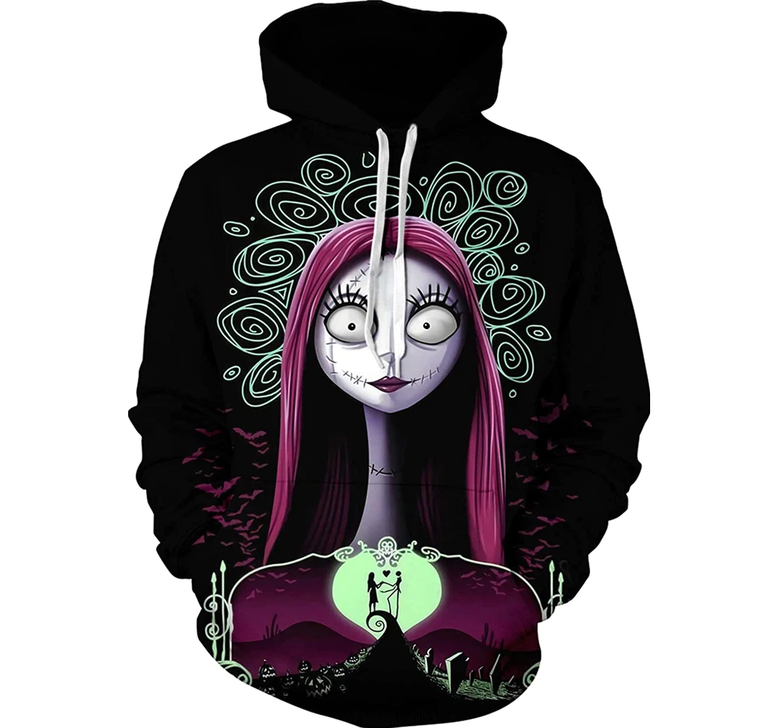 Mens The Nightmare Before Christmas Jack & Sally Skellington - 3D Printed Pullover Hoodie