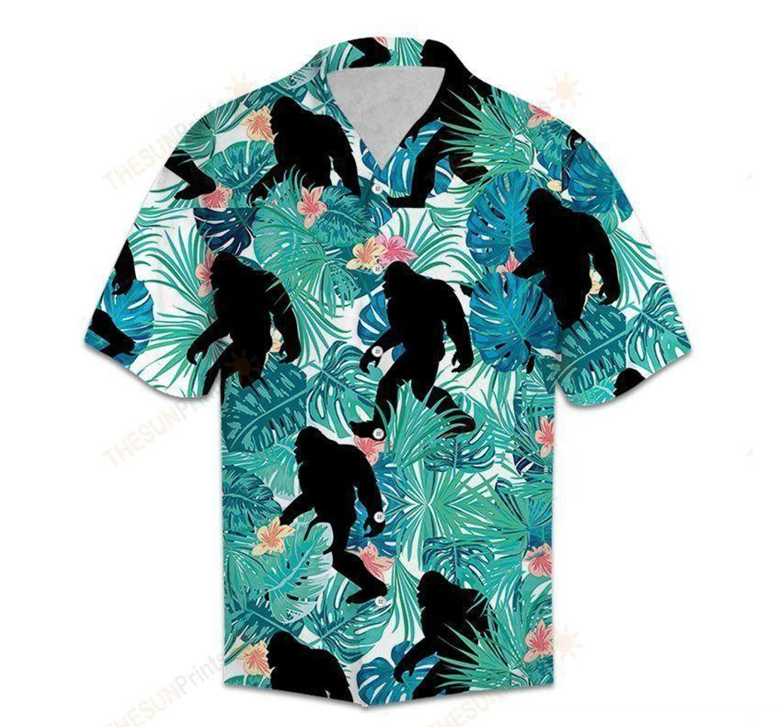 Personalized Bigfoot Hawaiian Shirt, Button Up Aloha Shirt For Men, Women