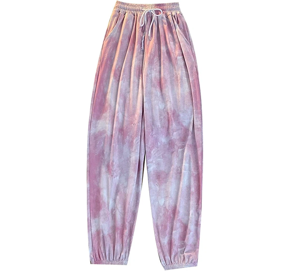 Halloween Tie Dye Harem Harajuku Loose High Waist Casual Sweatpants, Joggers Pants With Drawstring For Men, Women