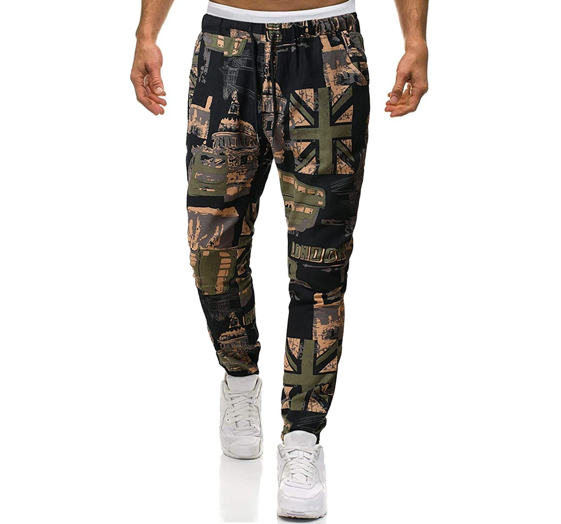 Fashion Plus-size Trend Retro Ethnic Style Leisure Small Feet Sweatpants, Joggers Pants With Drawstring For Men, Women