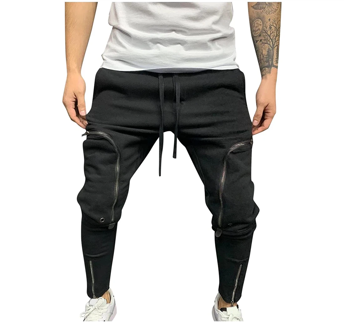 Fashion Solid Color Elastic Waist Pencil Slim Fit Stretch Casual Sweatpants, Joggers Pants With Drawstring For Men, Women