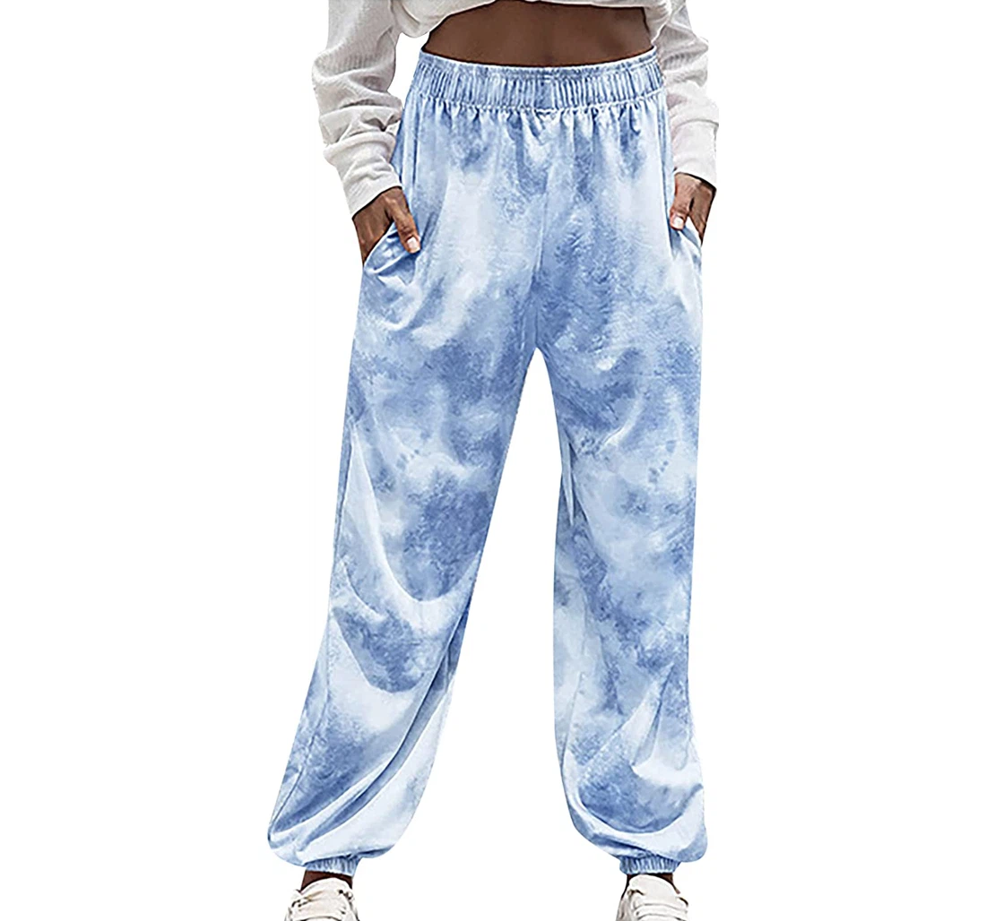 Tie Dye For Casual Elastic Waist Workout Active Cinch Bottom Lounge Pocket Trouser Sweatpants, Joggers Pants With Drawstring For Men, Women