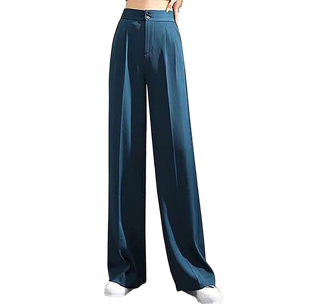 Kcdigr Wide Leg Suit High Waisted Solid Color Straight Full Length Loose Button Regular Fit Sweatpants, Joggers Pants With Drawstring For Men, Women