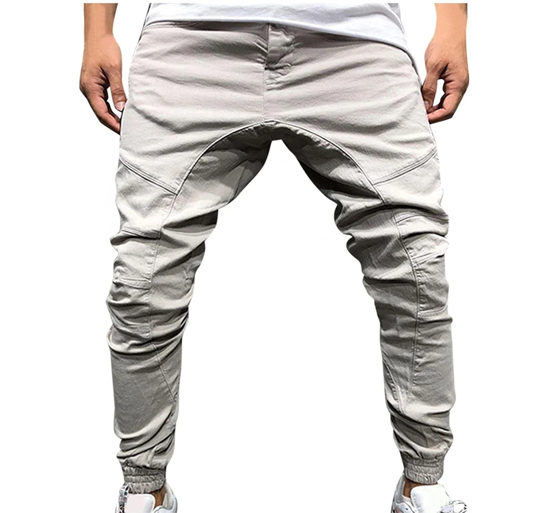 Sweatpants, Fashion Solid Multi Pocket Cargo Zipper Patchwork Sweatpants, Joggers Pants With Drawstring For Men, Women