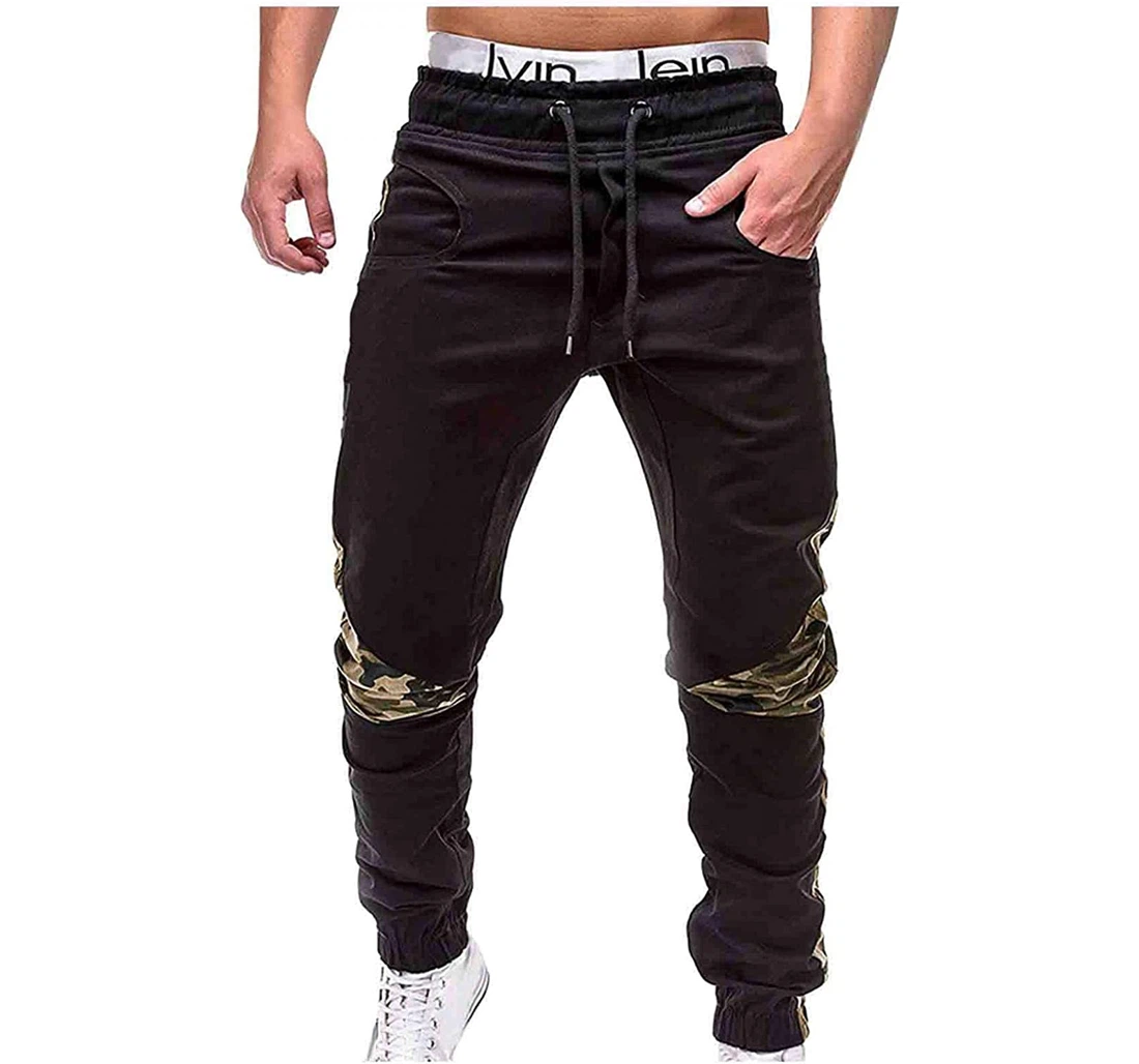 2021 Fashion Cargo Slim Fit Color Block Mid-waist Sweatpants, Joggers Pants With Drawstring For Men, Women